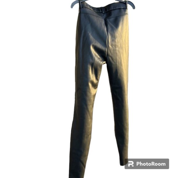 Zara Made in Turkey High Rise Ankle Zippers Black Faux Leather Slim Jeans wmns S - Picture 11 of 17